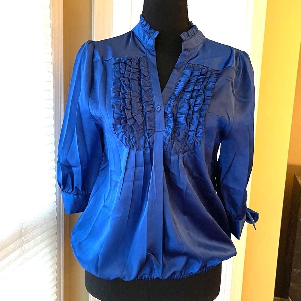 Akira Tuxedo Style Blouse w/ 3/4 sleeve